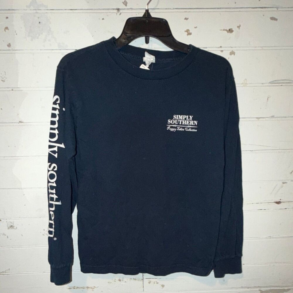 Simply Southern Women's Navy Long Sleeve T-Shirt Size Small